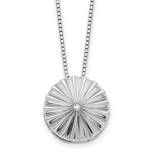 925 Sterling Silver RH Fanned Circle with a Diamond 18" Necklace plus 2" Ext